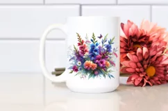 Vibrant Colorful Watercolor Buquet with Lobelia Product Image 2