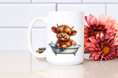 Baby Highland Cow in Bath Tub | Clipart Product Image 2