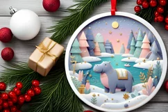 Round Christmas Ornament Sublimation|Clipart Product Image 2