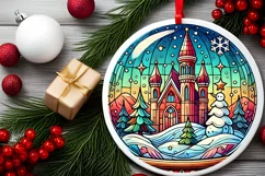 Round Christmas Ornament Sublimation|Clipart Product Image 1