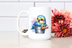 Colorful Small Baby Parrot in Bucket | Clipart Product Image 2