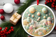 Round Christmas Ornament Sublimation|Clipart Product Image 2