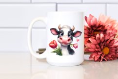 Cow Watercolor Bored Cow Portrait with Flowers Product Image 2