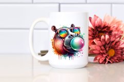 Colored Quirky Hippo Portrait Watercolor Splash Clipart Product Image 2