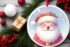 Santa Watercolor Round Ornament Sublimation PNG Product Image 2