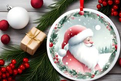 Santa Watercolor Round Ornament Sublimation PNG Product Image 2