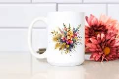 Colorful Bouquet Gold Foil Clipart Product Image 2
