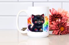 Cute Baby Black Cat in the Style of | Sublimation Clipart Product Image 2