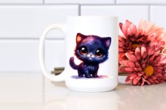 Cute Baby Black Cat in the Style of | Sublimation Clipart Product Image 2
