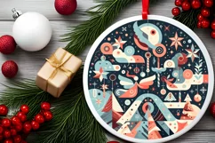 Round Christmas Ornament Sublimation|Clipart Product Image 2
