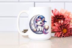 Watercolor Baby Unicorn Baseball Equipment Moon | Product Image 2
