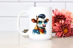 Watercolor Vibrant Cow Posing PNG Product Image 2