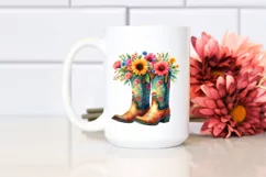 Cowboy Boots Flower Pot with Flowers | Clipart Product Image 2