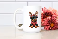 Rottweiler with Reindeer Horns PNG Product Image 2