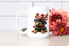 Rottweiler with Reindeer Horns PNG Product Image 2