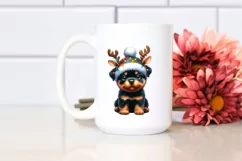 Rottweiler with Reindeer Horns PNG Product Image 2