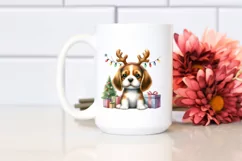 Cute Beagle with Reindeer Horns PNG Product Image 2