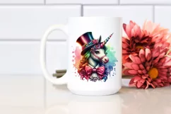 Colorful Baby Unicorn in Top Hat, PNG Product Image 2