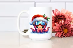 Expressive Baby Watercolor Octopus, Vibrant Colors PNG Product Image 2