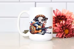 Baby Cow with Spanish Guitar, PNG Design Product Image 2