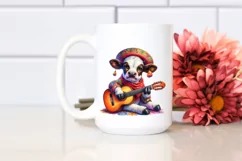 Colorful Baby Cow with Spanish Guitar, PNG Product Image 2