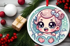 Round Christmas Ornament Sublimation|Clipart Product Image 2