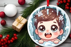 Round Christmas Ornament Sublimation|Clipart Product Image 2