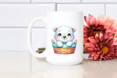 Colorful Small Baby Polar Bear in Basket | Clipart Product Image 2