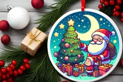 Round Christmas Ornament Sublimation|Clipart Product Image 2