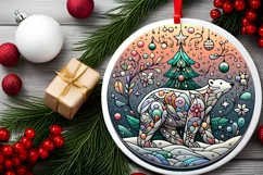 Round Christmas Ornament Sublimation|Clipart Product Image 1