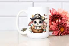 Pirate Easter Bunny Egg Flower, Clipart |T-shirt, Mug PNG Product Image 3