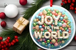 Joy To The World Round Cute Ornament Sublimation Product Image 1
