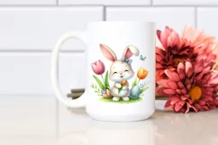 Easter Bunny Egg Flower, Clipart |T-shirt, Mug PNG Product Image 3