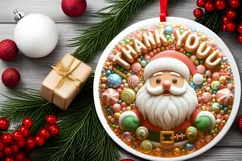 Thank You Christmas Round Cute Ornament Sublimation Product Image 1
