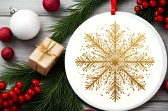 Snow Flake Christmas Round Cute Ornament Sublimation Product Image 1