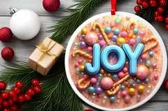 Joy Night Christmas Round Cute Ornament Sublimation Product Image 1