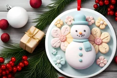 Christmas Round Cute Snow Man Ornament Sublimation Product Image 1