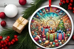 Round Christmas Ornament Sublimation|Clipart Product Image 1
