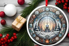 Round Christmas Ornament Sublimation|Clipart Product Image 1