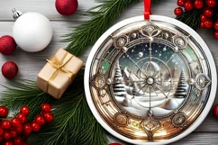 Round Christmas Ornament Sublimation|Clipart Product Image 1