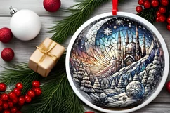 Round Christmas Ornament Sublimation|Clipart Product Image 1