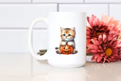 Cute Baby Kitten with Pumpkin PNG Product Image 2