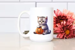Cute Baby Kitten with Pumpkin PNG Product Image 2