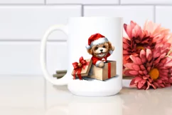 Expressive Baby Watercolor Poodle, Winter Outfit PNG Product Image 2