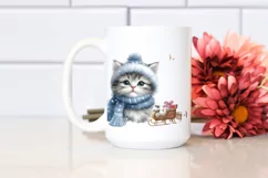 Cute Baby Kitten with Christmas Tree, PNG Product Image 2