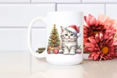Cute Baby Kitten with Christmas Tree, PNG Product Image 2