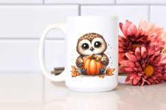 Quirky Baby Owl Pumpkin Scene | Sublimation | Clipart Product Image 2