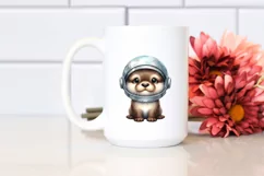 Funny Baby Otter with Astronaut Helmet | Sublimation Clipart Product Image 2