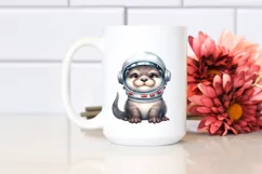 Funny Baby Otter with Astronaut Helmet | Sublimation Clipart Product Image 2