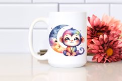 Colorful Baby Monkey Moon Clipart Product Image 2